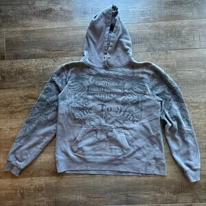 Vintage Y2K AOP grey Harley Davidson hoodie